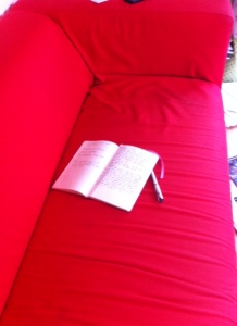 sofa and pen
