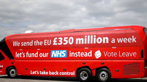 Vote Leave campaign bus featuring their slogan "Let's take back control"