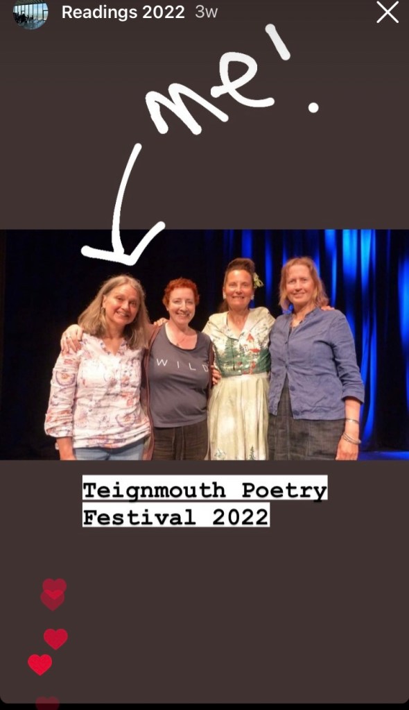 The image is of four women in a row, arms around each other